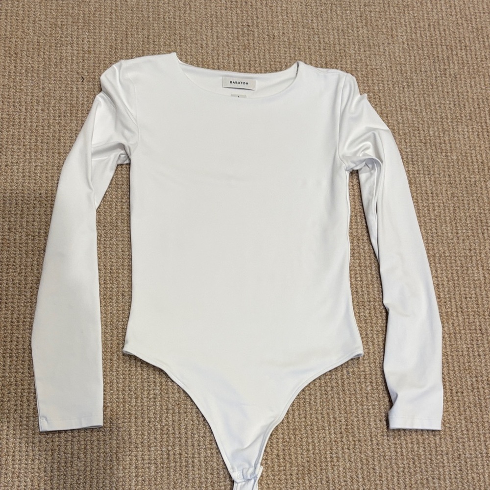 Babaton White Long Sleeve Bodysuit
